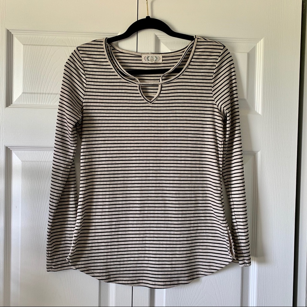 Women’s Black & Cream Striped Top